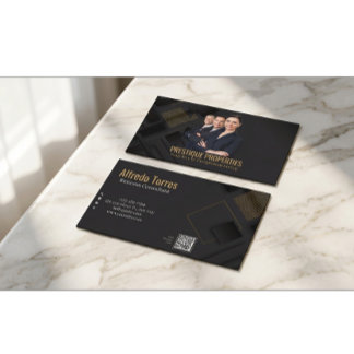 Carte De Visite Black Gold Luxury Real Estate Agent Photo Business