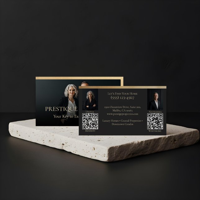 Carte De Visite Black Gold Luxury Real Estate Agent Photo Luxe (Prestige Luxury Realtor Law Firm Gold & Black Luxe Business Card)