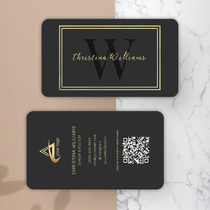 Carte De Visite Black Gold Moderaliste Minimaliste Élégant Profess
