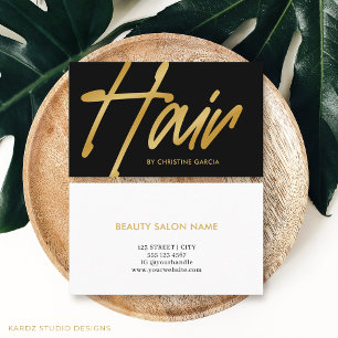 Carte De Visite Black Gold Modern Hair Stylliste