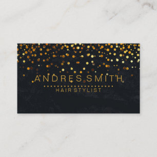 Carte De Visite Black Gold Parties scintillant Faux Foil Confetti