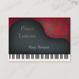 Carte De Visite Black Grand Piano Music Professionnel & Educateur