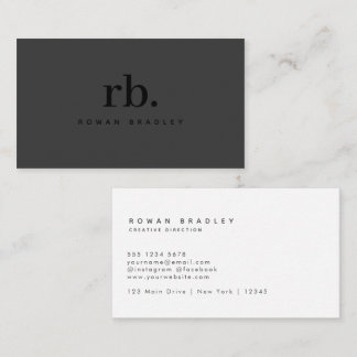 Carte De Visite Black & Gray Minimal Monogram Clean Professional