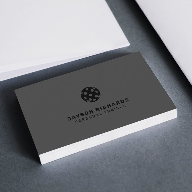 Carte De Visite Black & Gray Pickleball Coaching Personal Trainer (Créateur téléchargé)