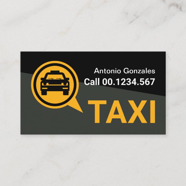 Carte De Visite Black Grey Trapezium Yellow Taxi (Devant)