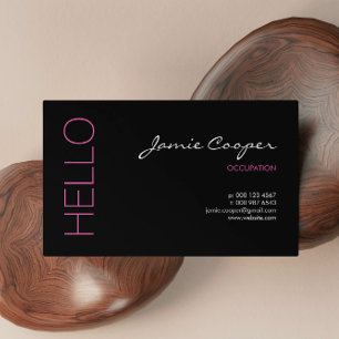 Carte De Visite Black & Hot Rose Hello