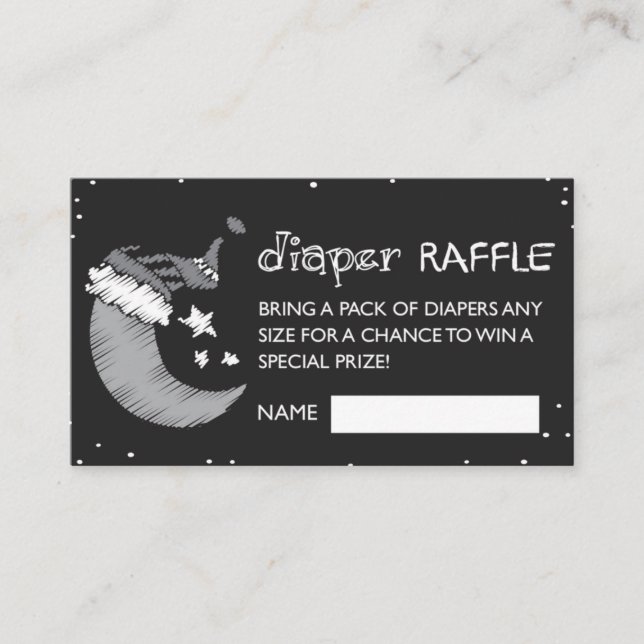 Carte De Visite Black Loved to the Moon and Back Diaper Raffle (Devant)