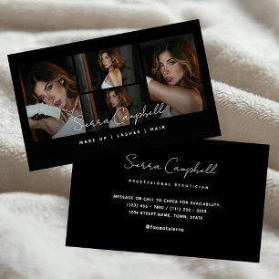 Carte De Visite Black Luxury Photo Collage Beauté Professionnel
