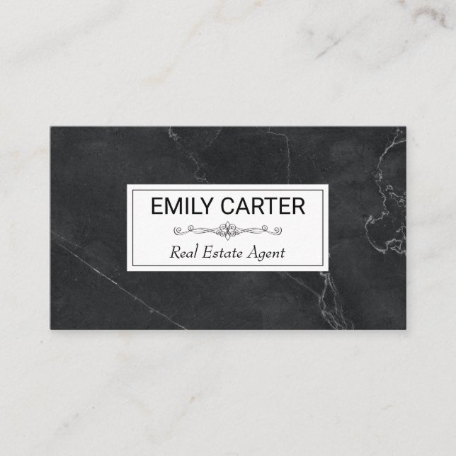 Carte De Visite Black Marble | Agent immobilier (Devant)