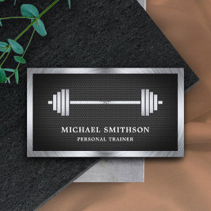 Carte De Visite Black Mesh Steel Barbell Fitness Personal Trainer