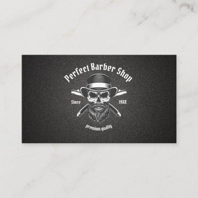 Carte De Visite Black Metal Beard Moderne Élégant Barber Salon (Devant)