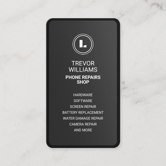 Carte De Visite Black minimalist phone shape Business Card (Devant)