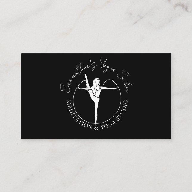 Carte De Visite Black Modern Femme Sport Gym Yoga (Devant)