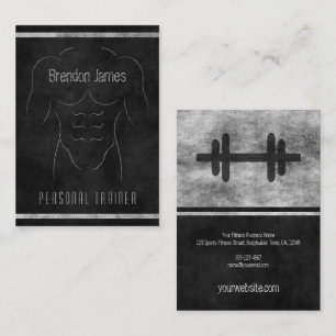 Carte De Visite Black Muscle Man Outline Large Personal Trainer