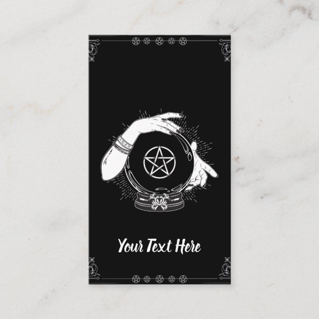Carte De Visite Black Mystic Fortune Teller Mystical Crystal Ball (Devant)