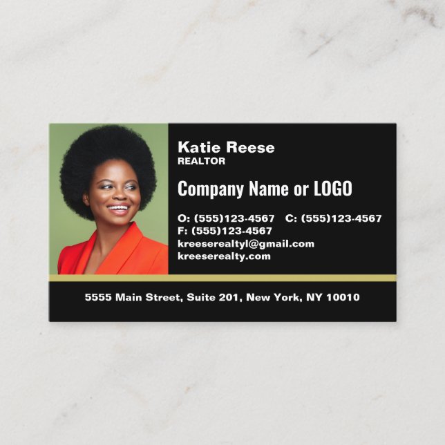 Carte De Visite Black Professional Ajouter un logo photo - Police  (Devant)
