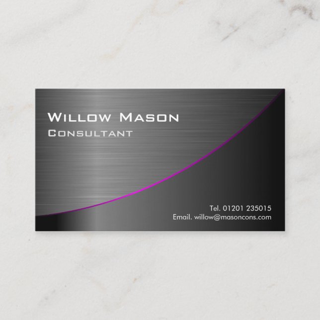 Carte De Visite Black Purple Steel Curved, Business Card (Devant)