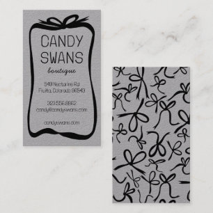 Carte De Visite Black Ribbon Bows Sweet Custom Feminine Luxe Grey