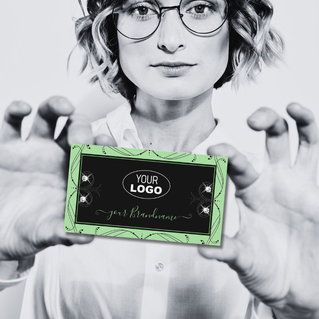 Carte De Visite Black Sage Green Bijoux à étincelles Ornements Ajo (Créateur téléchargé)