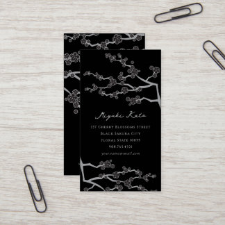 Carte De Visite Black Sakura Cerry Fleurs Fleurs Fleurs Oriental Z
