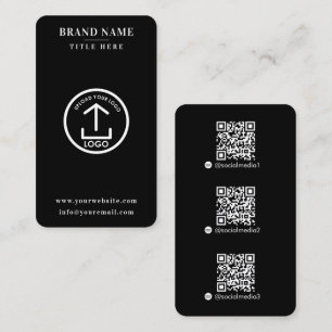 Carte De Visite Black Scannable Digital Contact QR Code Logo