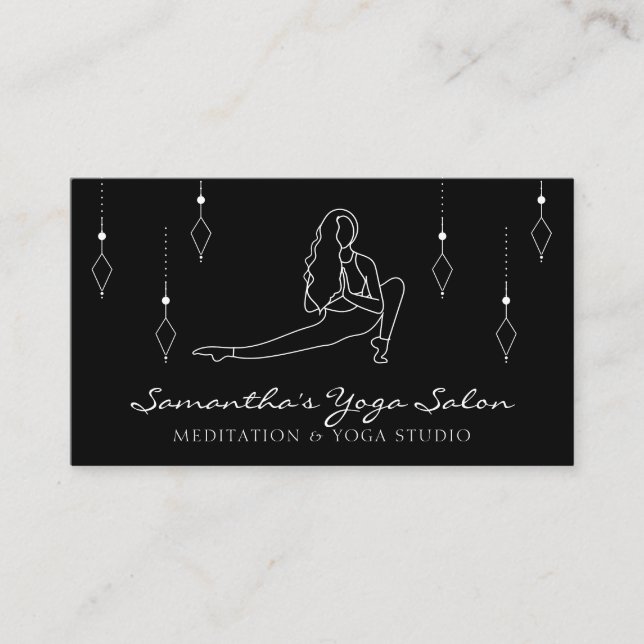 Carte De Visite Black Secret Geometry Yoga Pilates Fitness Gym (Devant)