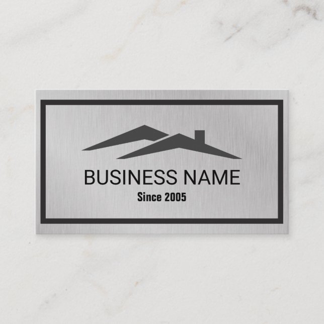 Carte De Visite Black Silver Foil Home Logo Agent immobilier (Devant)