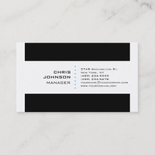 Carte de visite Black Stripes White Blue Manager