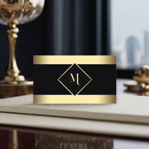 Carte De Visite Black Stylish Gold Frame moderne