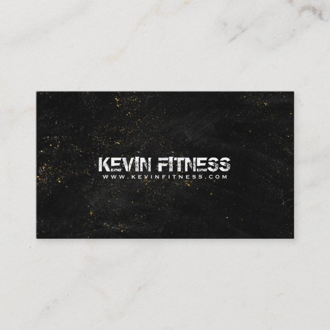 Carte De Visite Black Texture Gold Sparkles Fitness Design (Devant)