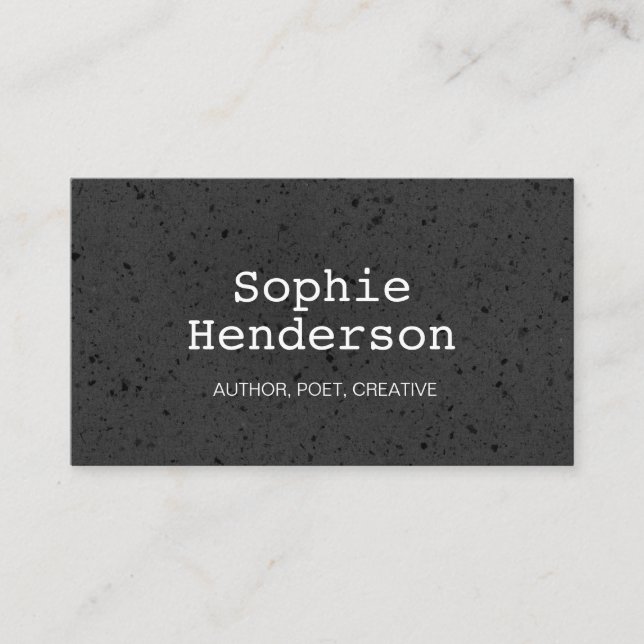 Carte De Visite Black Textured Minimalist Author Professionnel (Devant)