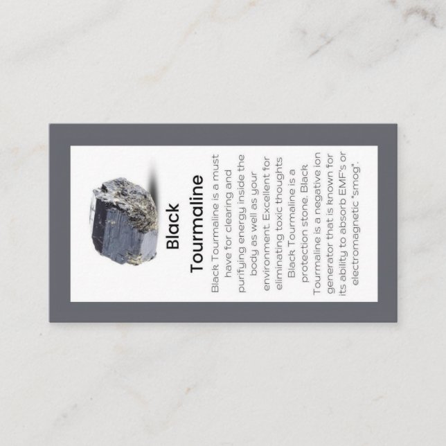 Carte De Visite Black Tourmaline Crystal Signification Bijoux Disp (Devant)