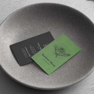 Carte De Visite Black Vintage Retro Barber Shop Lame Rose