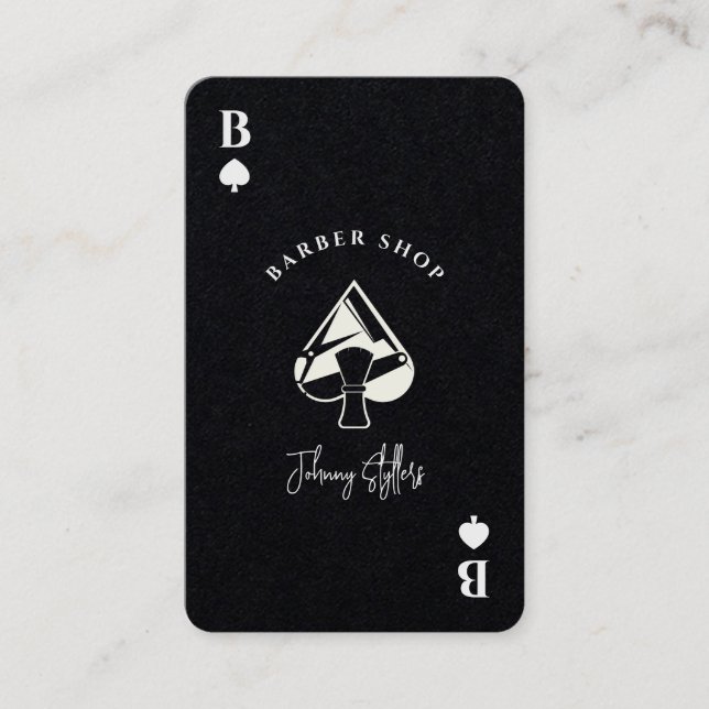 Carte De Visite Black white Ace of spades barber shop (Devant)