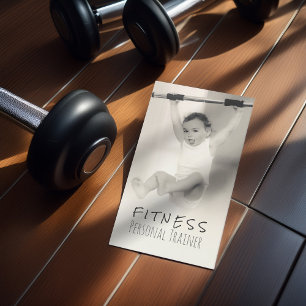 Carte De Visite Black White Adorable Baby Fitness Personal Trainer