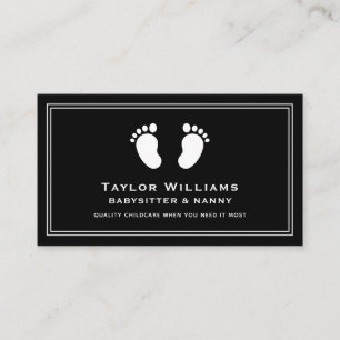 Carte De Visite Black White Babysitter Babysitting Nanny Pieds béb