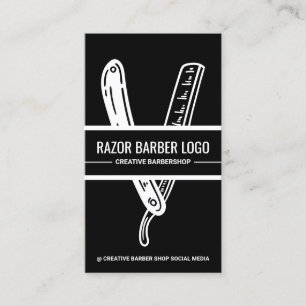 Carte De Visite Black White Barber Shop Razor