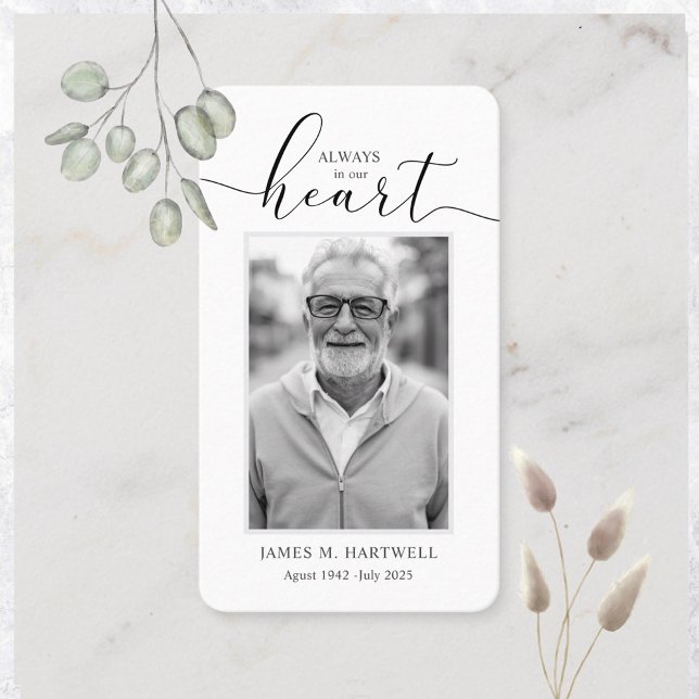 Carte De Visite Black & White Funeral Photo Sympathy Modern (Créateur téléchargé)