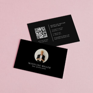 Carte De Visite Black White Modern Professional Immobilier photo