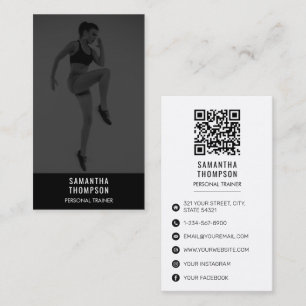 Carte De Visite Black White Personal Trainer Fitness Photo personn