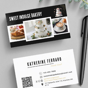 Carte De Visite Black White Photo QR Code Boulangerie
