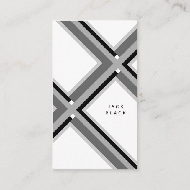 Carte De Visite Black white professional elegant geometric lines | (Devant)