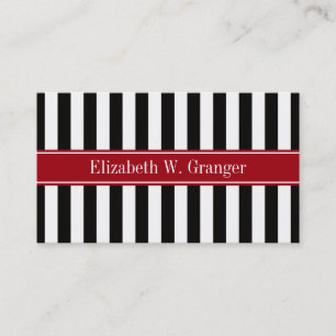 Carte De Visite Black White Stripe Cranberry