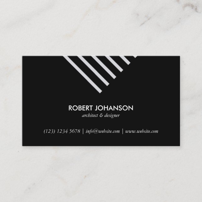 Carte De Visite Black white stripes minimalist professional simple (Devant)