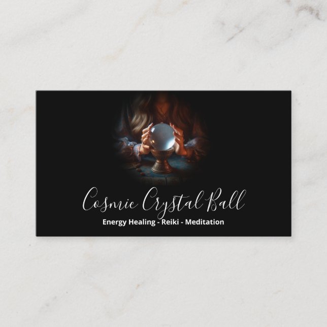 Carte De Visite Black Woman Crystal ball Energy Reiki Méditation (Devant)