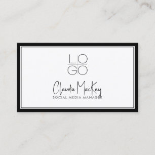 Carte De Visite Blanc avec bordure noire, code QR du code Key Line