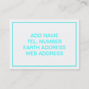 Carte De Visite Blanc avec cadre Turquoise