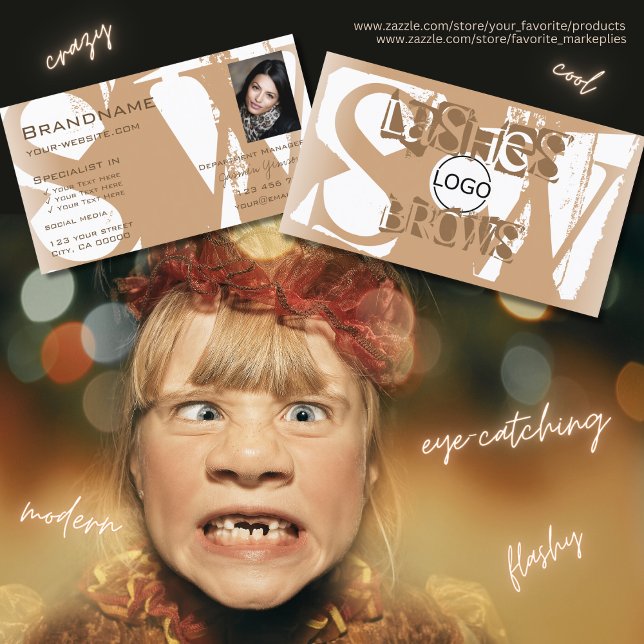 Carte De Visite Blanc beige avec logo photo et monogramme (Créateur téléchargé)