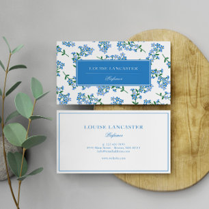 Carte De Visite Blanc Bleu Doux Oublier-Me-Pas Motif