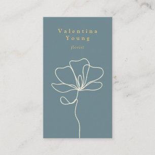 Carte De Visite Blanc bleu moderne dessin floral de schéma élégant